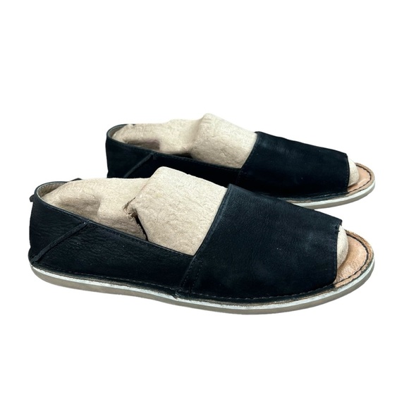 Coach Shoes - Coach New York Lydia Black Nubuck Suede Open Toe Flats Women's Size 7.5